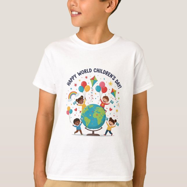 T-shirt « Joyeuse Journée mondiale de l'enfance »  (Devant)