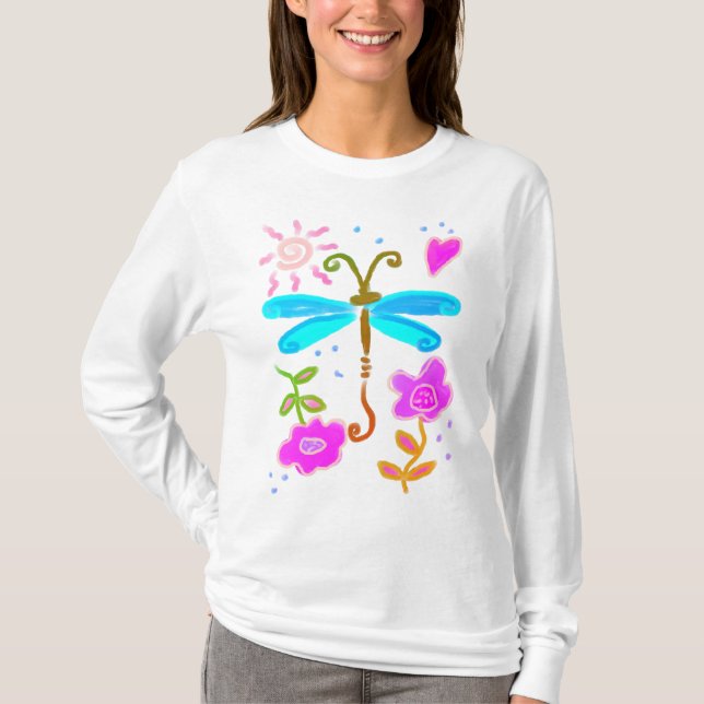 T-shirt Joyeuse libellule Art Abstrait à porter (Devant)