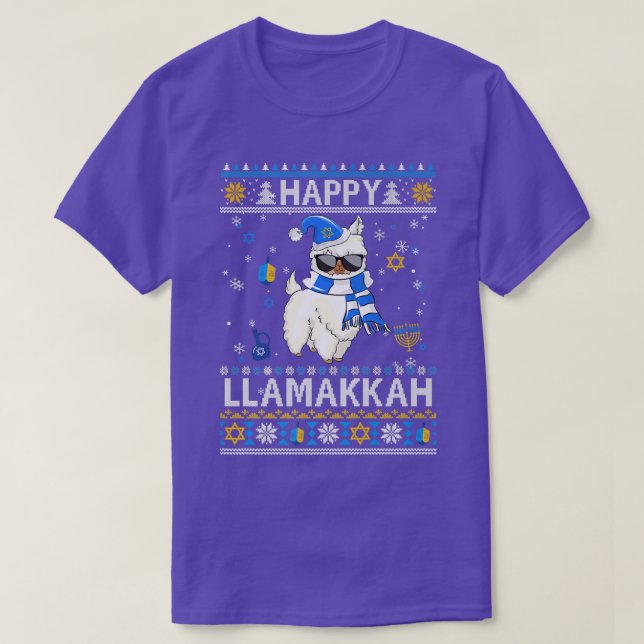 T-shirt Joyeuse Llamakkah Hanoukka Llama Ugly Hanoukka Swe (Design devant)
