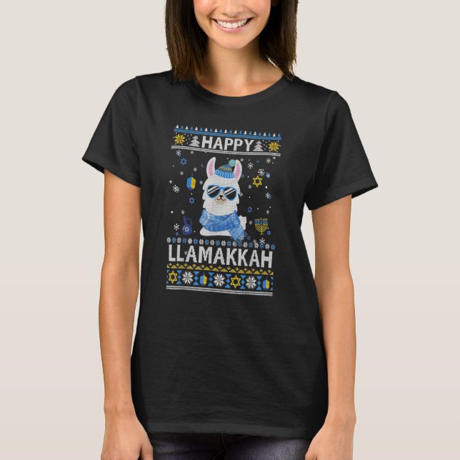 T-shirt Joyeuse Llamakkah Hanoukka Llama Ugly Hanoukka Swe (Devant)