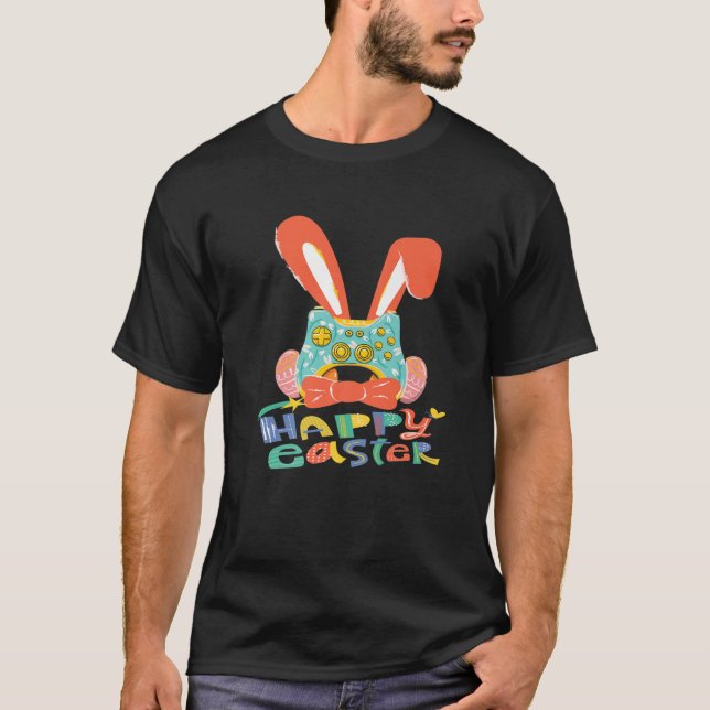 T-shirt Joyeuse Pâques Joystick Bunny Cravate amusant Jeu  (Devant)
