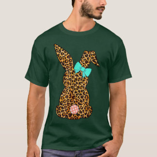 T-shirt Joyeuse Pâques mignonne Leopard Lapin Rabbit Femme
