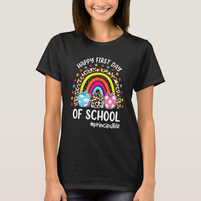 T-shirt Joyeuse Première Journée D'École Arc-en-Ciel Pomme (Devant)