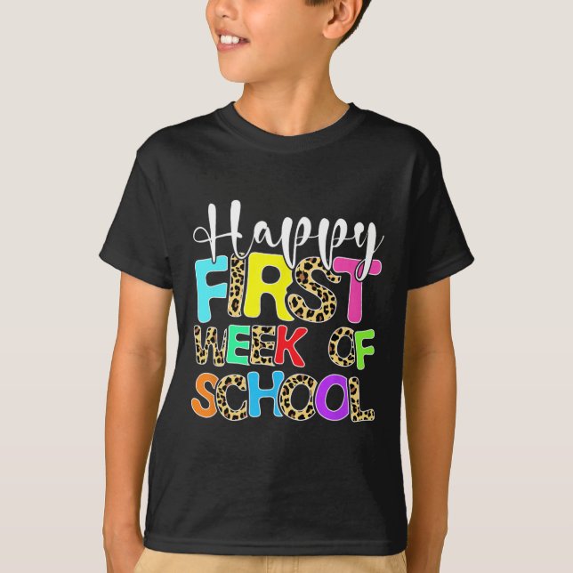 T-shirt Joyeuse Première Semaine D'école Léopard Mignon Re (Devant)