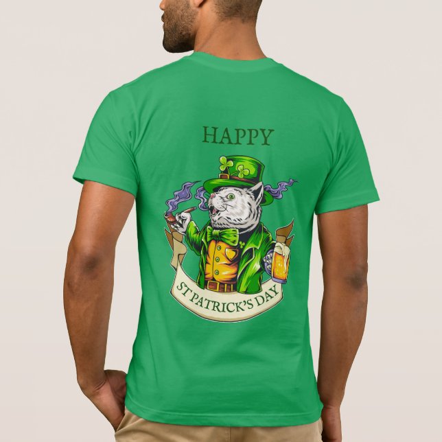 T-shirt Joyeuse Saint-Patrick Bière Chat Irlandais Drôle  (Dos)