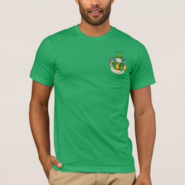 T-shirt Joyeuse Saint-Patrick Bière Chat Irlandais Drôle (Devant)