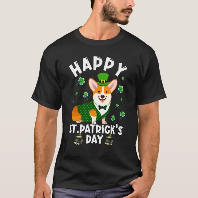 T-shirt Joyeuse Saint-Patrick Funy Corgi Saint-Patrick D (Devant)