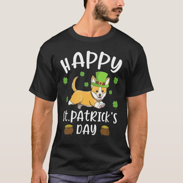 T-shirt Joyeuse Saint-Patrick Funy Saint Patricks Corgi  (Devant)
