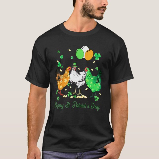 T-shirt Joyeuse Saint-Patrick Poules Agriculteurs Animal (Devant)