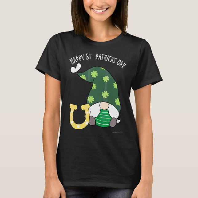 T-shirt Joyeuse Saint-Patrick Vert Gnome Fer à Cheval (Devant)