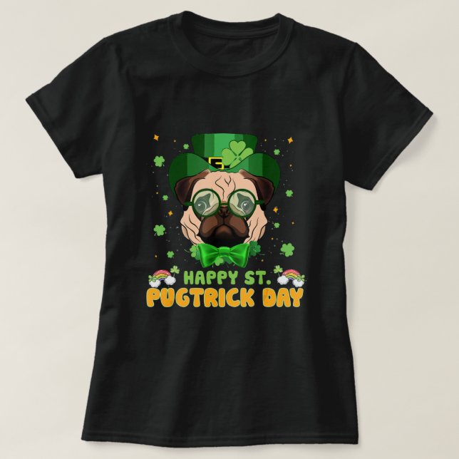 T-shirt Joyeuse Saint Pugtrick Day - Fun St Patrick Day Ca (Design devant)