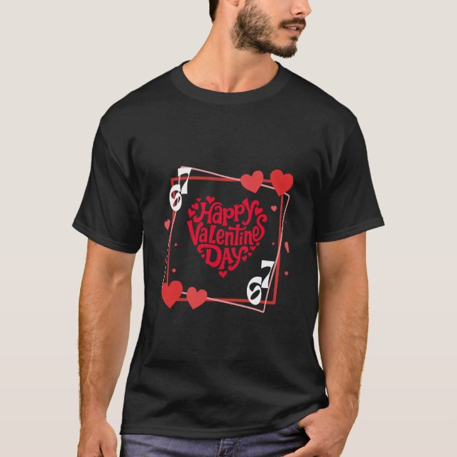 T-shirt Joyeuse Saint-Valentin 67 Art en forme de cœur (Devant)