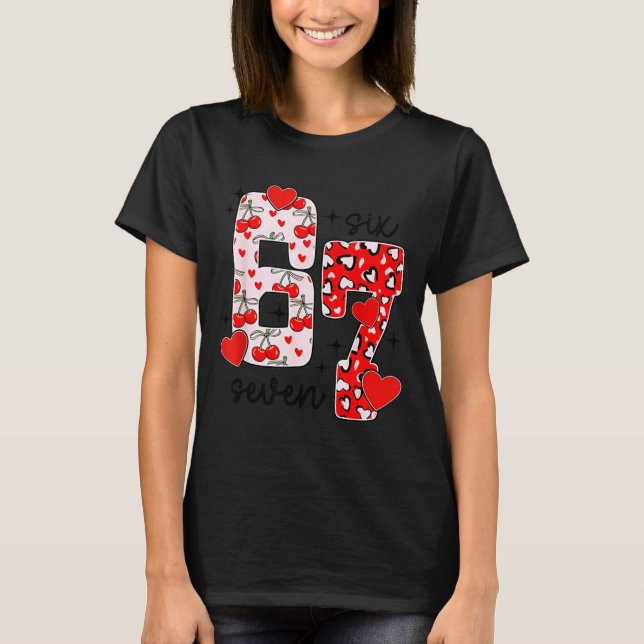 T-shirt Joyeuse Saint-Valentin 67 Meme Cœurs Nœud Coquette (Devant)