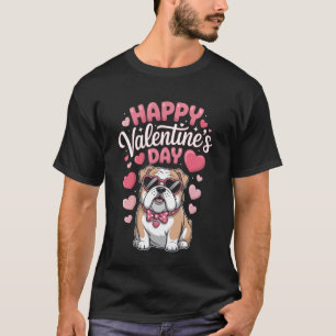 T-shirt Joyeuse Saint-Valentin Bouledogue avec coeurs Mign