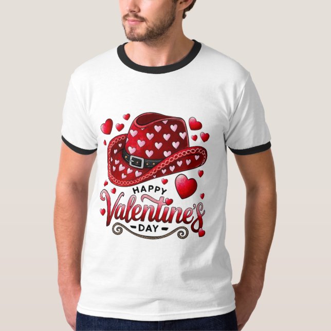 T-shirt Joyeuse Saint-Valentin Chapeau de Cowboy � (Devant)