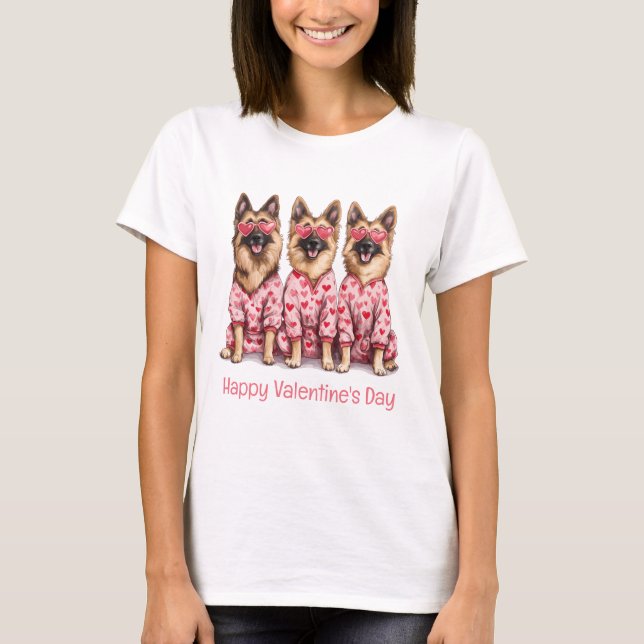 T-shirt Joyeuse Saint-Valentin Chiens Berger Allemand (Devant)