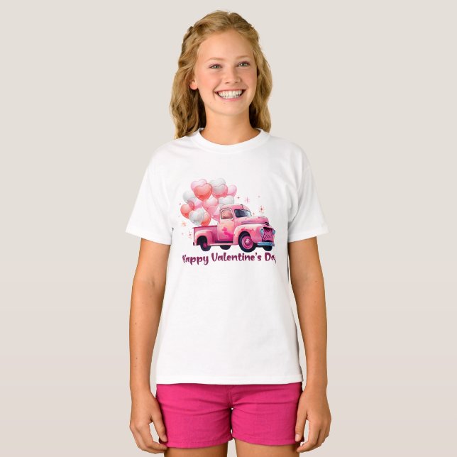 T-shirt Joyeuse Saint-Valentin gros camion  (Devant entier)