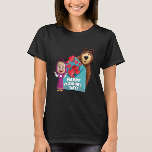 T-shirt Joyeuse Saint-Valentin Masha et Michka (Devant)