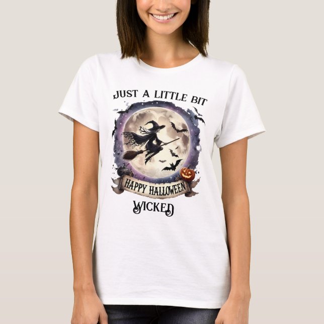 T-shirt Joyeuse Sorcière Halloween Volant Broom (Devant)