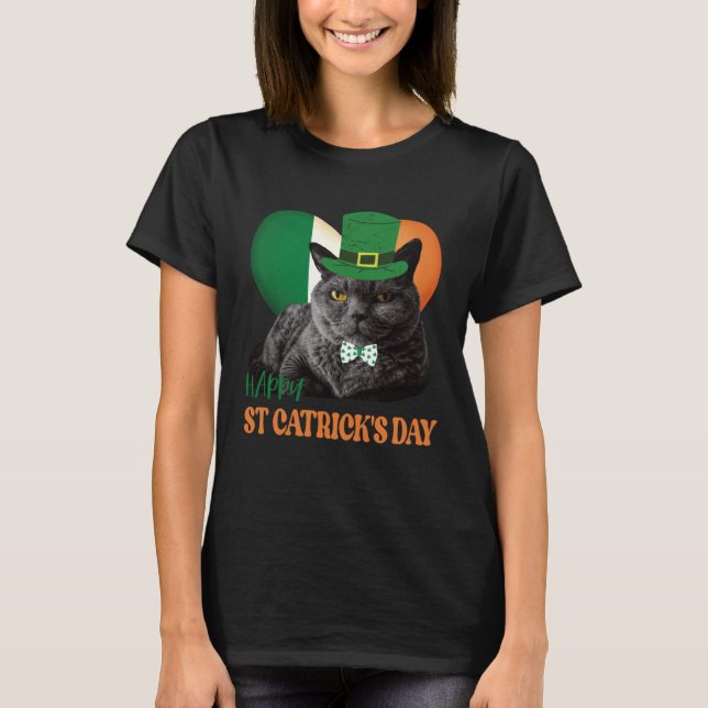 T-shirt Joyeuse St Catrick s Day St Patrick Chat Drapeau I (Devant)