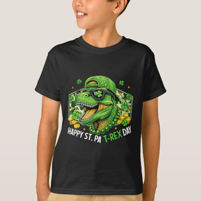 T-shirt Joyeuse St Pat-rex Day Dinosaure Camo St Patricks  (Devant)