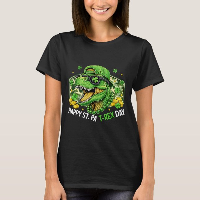 T-shirt Joyeuse St Pat-rex Day Dinosaure Camo St Patricks  (Devant)