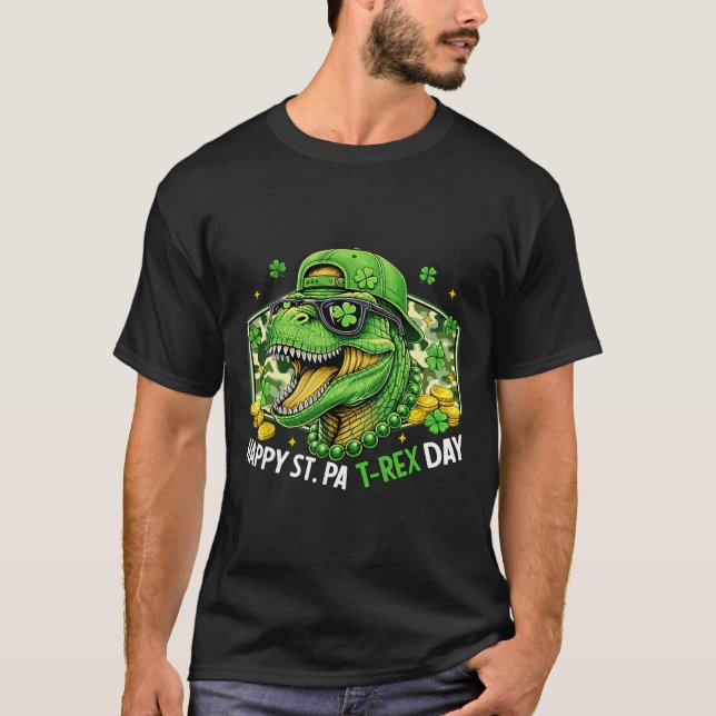 T-shirt Joyeuse St Pat-rex Fête Dinosaure Camo St Patrick  (Devant)