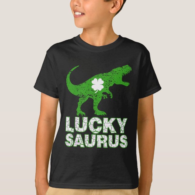 T-shirt Joyeuse St Patrick Day Luckysaurus Dinosaure Shamr (Devant)