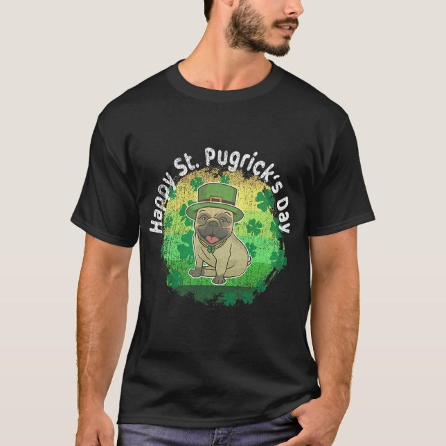 T-shirt Joyeuse St Patrick Pugricks Pug Rétro Coucher de s (Devant)