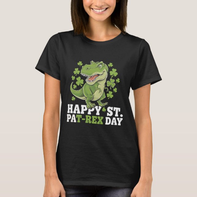 T-shirt Joyeuse St Patrick T-rex Et Trèfles St Patty (Devant)