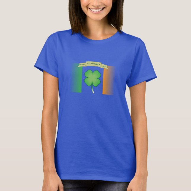 T-shirt Joyeuse St. Patrick's Day (Four Leaf Clover) (Devant)