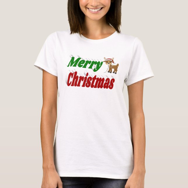 T-shirt Joyeuse typographie de Christmas Reindeer (Devant)