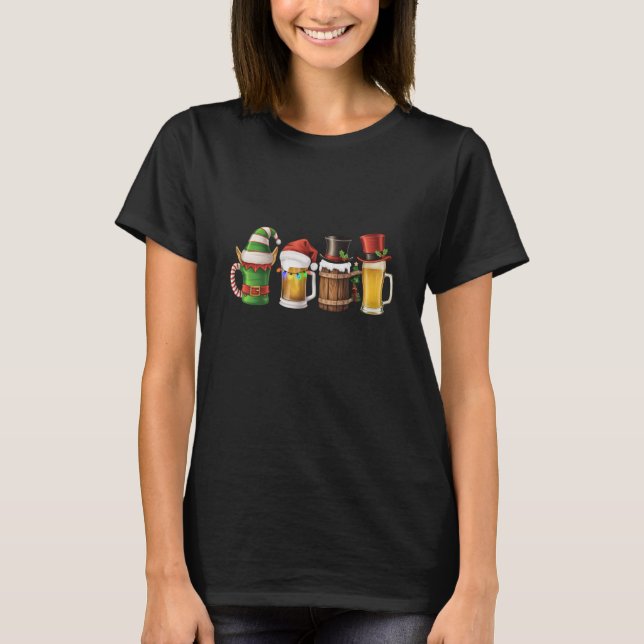 T-shirt Joyeuses bières de Noël Boire Père Noël Beer Lover (Devant)