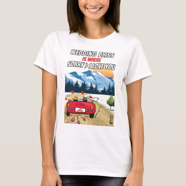 T-shirt Joyeuses femmes mariées blanches (Devant)