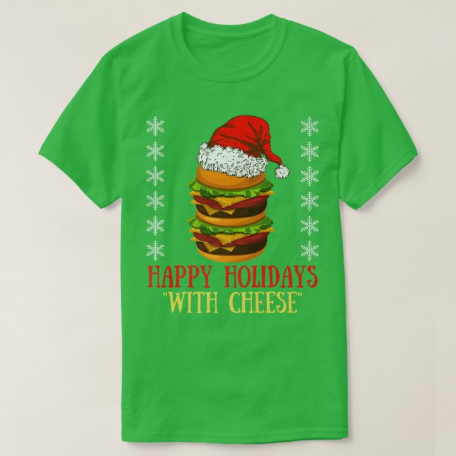 T-shirt Joyeuses fêtes avec Fromage Xmas Cheeseburger Hamb (Design devant)