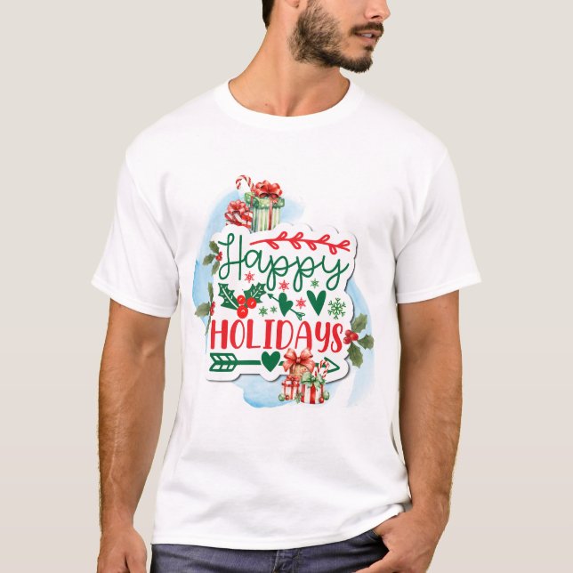 T-shirt Joyeuses fêtes cadeaux de Noël (Devant)