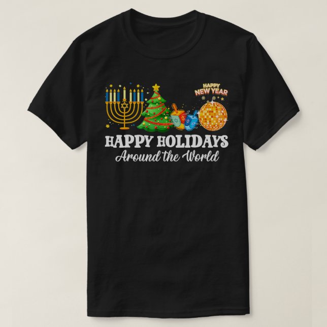 T-shirt Joyeuses Fêtes Dans Le Monde Famille De Noël M (Design devant)