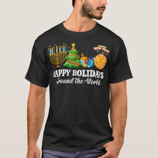 T-shirt Joyeuses Fêtes Dans Le Monde Famille De Noël M