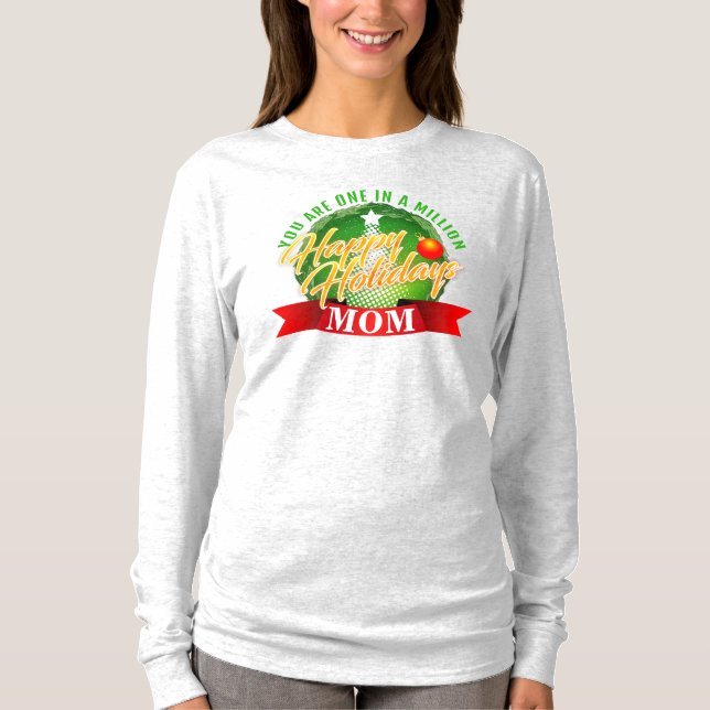 T-shirt Joyeuses Fêtes MAMAN Texte Vert (Devant)