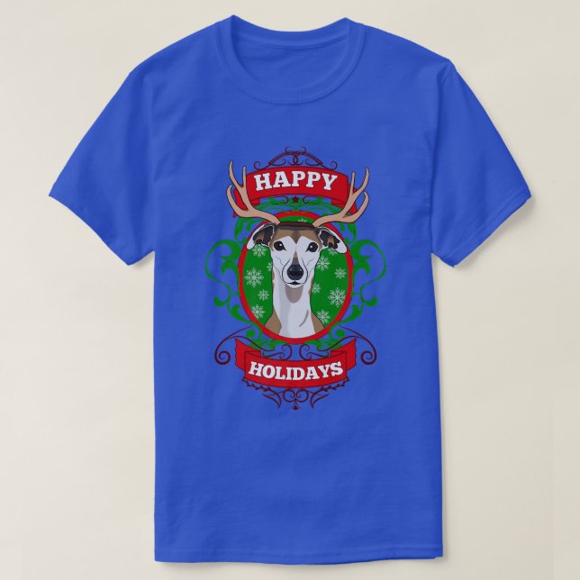 T-shirt Joyeuses fêtes Noël Amoureux des chiens Reindeer A (Design devant)