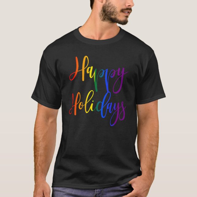 T-shirt Joyeuses fêtes Noël Gay pride Rainbow LGBTQ (Devant)