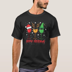 T-shirt Joyeuses Fêtes Noël Trois Lunettes De Vin San