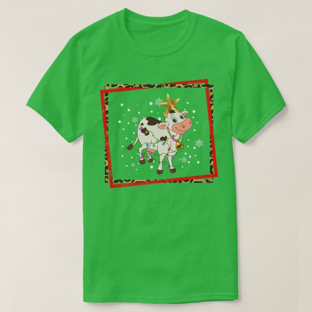 T-shirt Joyeuses fêtes Noël Vache Reindeer Père Noël Vache (Design devant)