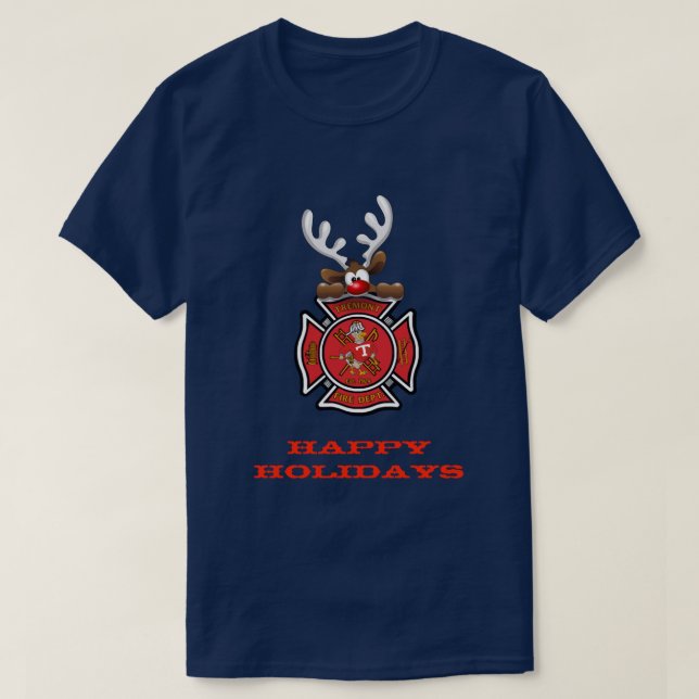 T-shirt Joyeuses fêtes Reindeer Tremont Fire Department (Design devant)