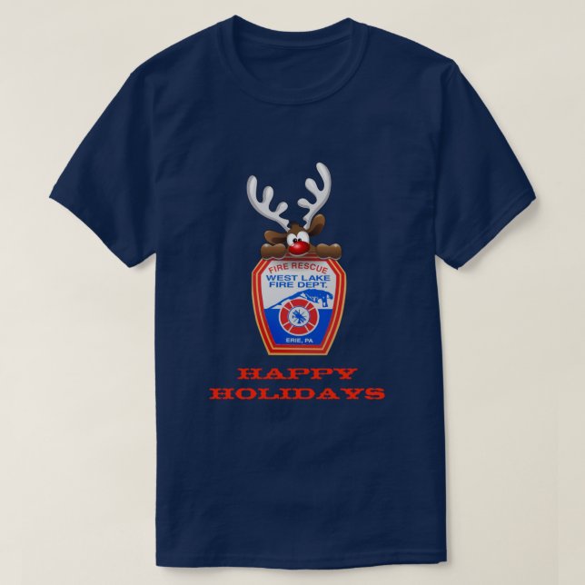 T-shirt Joyeuses fêtes Reindeer West Lake Fire Department (Design devant)