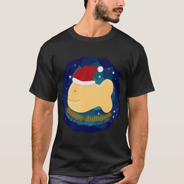 T-shirt Joyeuses Fêtes Santa Poisson Rouge (Devant)
