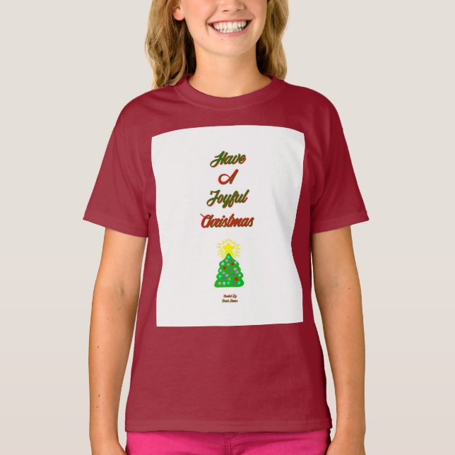 T-shirt Joyeuses Filles de Noël Maroon Basic T Shirt (Devant)