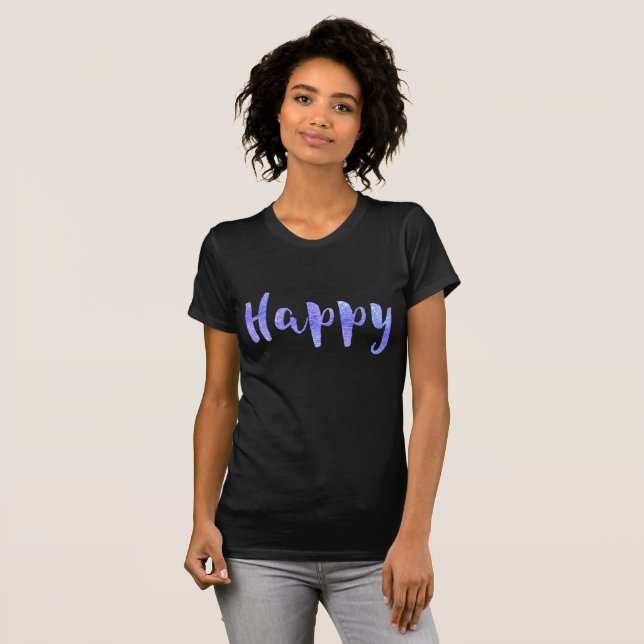 T-shirt JOYEUSES Filles de script violet irisé joli (Devant entier)