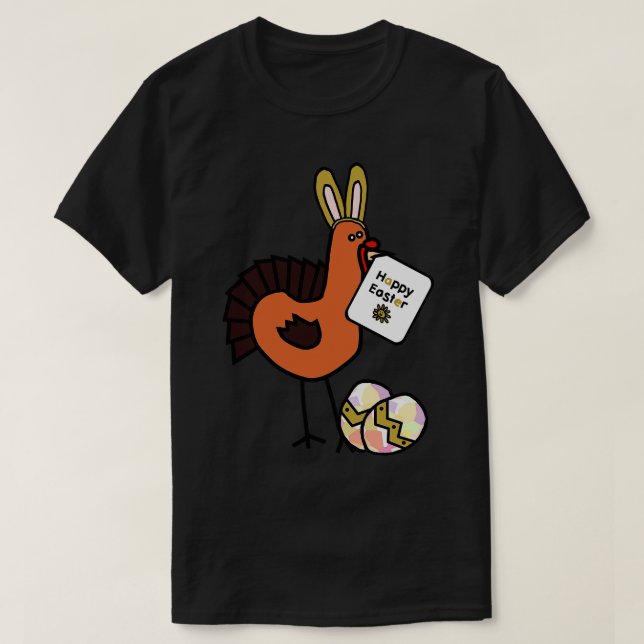 T-shirt Joyeuses oreilles de lapin de Pâques sur Thanksgiv (Design devant)