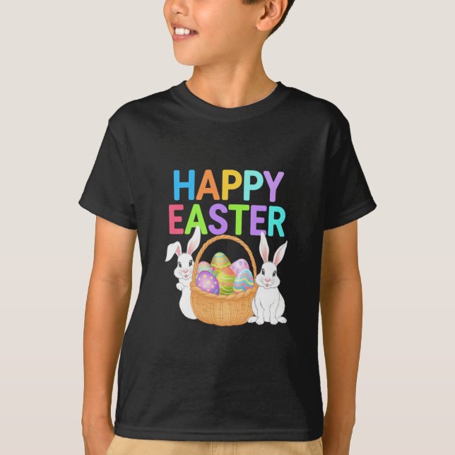 T-shirt Joyeuses Pâques 2025  Œufs Lapin Mignon (Devant)